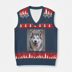 Funny Siberian Husky Meme V-Neck Knit Sweater Vest My Name Is Stop That TS12 Navy Red Print Your Wear