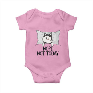 Lazy Siberian Husky Meme Baby Onesie Nope Not Today TS12 Light Pink Print Your Wear