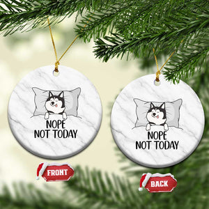 Lazy Siberian Husky Meme Ceramic Ornament Nope Not Today TS12 1pc White Marble Print Your Wear