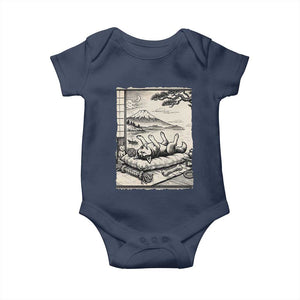 Vintage Japanese Ukiyoe Siberian Husky Baby Onesie Cute Sleeping Animal Gift TS12 Navy Print Your Wear