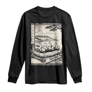Vintage Japanese Ukiyoe Siberian Husky Long Sleeve Shirt Cute Sleeping Animal Gift TS12 Black Print Your Wear