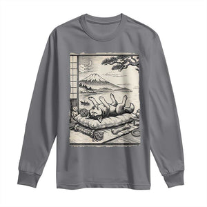 Vintage Japanese Ukiyoe Siberian Husky Long Sleeve Shirt Cute Sleeping Animal Gift TS12 Charcoal Print Your Wear