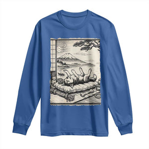 Vintage Japanese Ukiyoe Siberian Husky Long Sleeve Shirt Cute Sleeping Animal Gift TS12 Royal Blue Print Your Wear