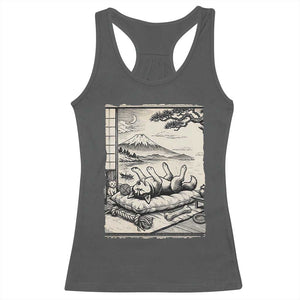 Vintage Japanese Ukiyoe Siberian Husky Racerback Tank Top Cute Sleeping Animal Gift TS12 Dark Heather Print Your Wear