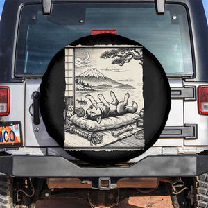 Vintage Japanese Ukiyoe Siberian Husky Spare Tire Cover Cute Sleeping Animal Gift TS12 No hole Black Print Your Wear