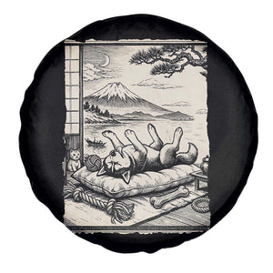 Vintage Japanese Ukiyoe Siberian Husky Spare Tire Cover Cute Sleeping Animal Gift TS12 Print Your Wear