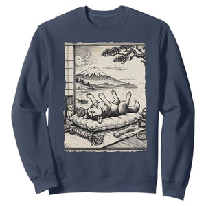 Vintage Japanese Ukiyoe Siberian Husky Sweatshirt Cute Sleeping Animal Gift TS12 Navy Print Your Wear