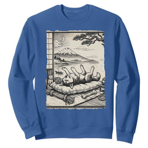 Vintage Japanese Ukiyoe Siberian Husky Sweatshirt Cute Sleeping Animal Gift TS12 Royal Blue Print Your Wear