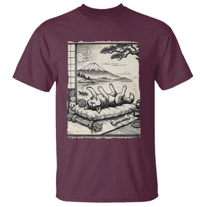 Vintage Japanese Ukiyoe Siberian Husky T Shirt Cute Sleeping Animal Gift TS12 Maroon Print Your Wear