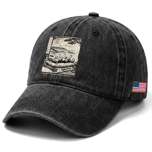 Vintage Japanese Ukiyoe Siberian Husky Washed Cotton Baseball Cap Cute Sleeping Animal Gift TS12 Print Your Wear