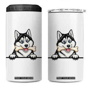 Cute Siberian Husky Puppy 4 in 1 Can Cooler Tumbler Chewing Bone Meme TS12 One Size: 16 oz White Print Your Wear