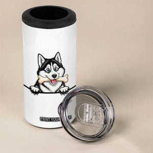 Cute Siberian Husky Puppy 4 in 1 Can Cooler Tumbler Chewing Bone Meme TS12 Print Your Wear