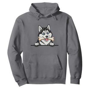 Cute Siberian Husky Puppy Hoodie Chewing Bone Meme TS12 Charcoal Print Your Wear