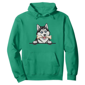 Cute Siberian Husky Puppy Hoodie Chewing Bone Meme TS12 Irish Green Print Your Wear