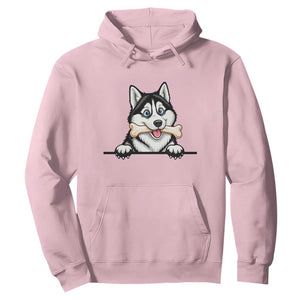 Cute Siberian Husky Puppy Hoodie Chewing Bone Meme TS12 Light Pink Print Your Wear