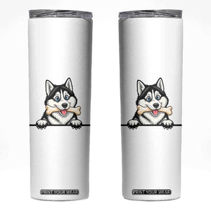 Cute Siberian Husky Puppy Skinny Tumbler Chewing Bone Meme TS12 White Print Your Wear