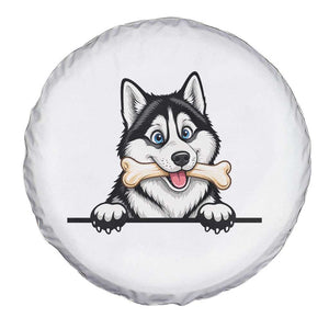 Cute Siberian Husky Puppy Spare Tire Cover Chewing Bone Meme TS12 Print Your Wear