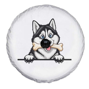 Cute Siberian Husky Puppy Spare Tire Cover Chewing Bone Meme TS12 Print Your Wear