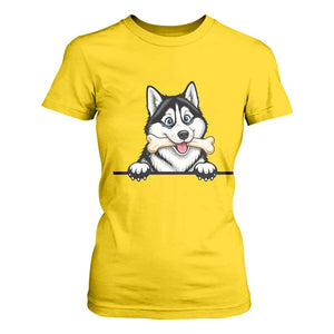 Cute Siberian Husky Puppy T Shirt For Women Chewing Bone Meme TS12 Daisy Print Your Wear