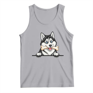 Cute Siberian Husky Puppy Tank Top Chewing Bone Meme TS12 Athletic Heather Print Your Wear