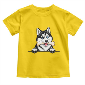 Cute Siberian Husky Puppy Toddler T Shirt Chewing Bone Meme TS12 Daisy Print Your Wear