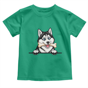 Cute Siberian Husky Puppy Toddler T Shirt Chewing Bone Meme TS12 Irish Green Print Your Wear