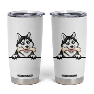 Cute Siberian Husky Puppy Tumbler Cup Chewing Bone Meme TS12 White Print Your Wear