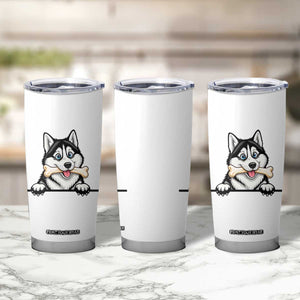 Cute Siberian Husky Puppy Tumbler Cup Chewing Bone Meme TS12 Print Your Wear