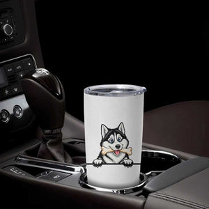 Cute Siberian Husky Puppy Tumbler Cup Chewing Bone Meme TS12 Print Your Wear