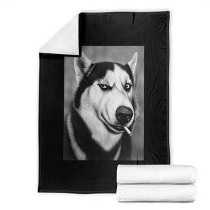 Smoking Siberian Husky Meme Throw Blanket Funny Dog Face Gift For Dog Lovers TS12 Black Print Your Wear