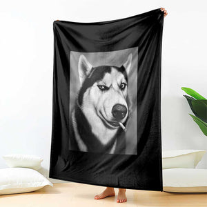 Smoking Siberian Husky Meme Throw Blanket Funny Dog Face Gift For Dog Lovers TS12 Print Your Wear