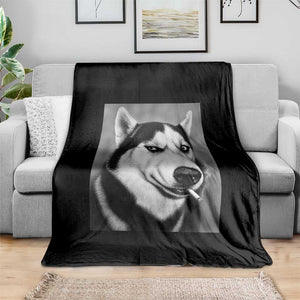 Smoking Siberian Husky Meme Throw Blanket Funny Dog Face Gift For Dog Lovers TS12 Print Your Wear