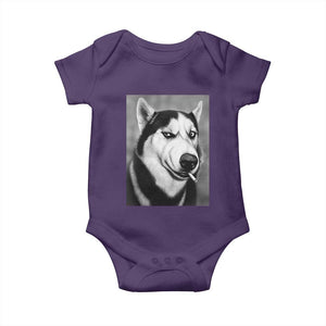 Smoking Siberian Husky Meme Baby Onesie Funny Dog Face Gift For Dog Lovers TS12 Purple Print Your Wear