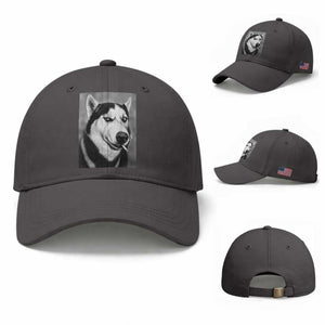 Smoking Siberian Husky Meme Baseball Cap Funny Dog Face Gift For Dog Lovers TS12 Baseball Cap Universal Fit Dark Gray Print Your Wear