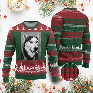 Smoking Siberian Husky Meme Ugly Christmas Sweater Funny Dog Face Gift For Dog Lovers TS12 Red Green Print Your Wear