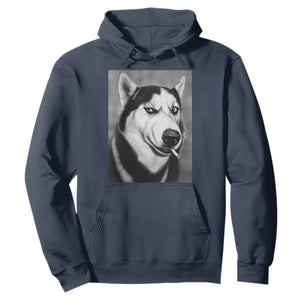 Smoking Siberian Husky Meme Hoodie Funny Dog Face Gift For Dog Lovers TS12 Navy Print Your Wear