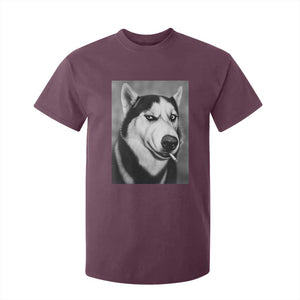 Smoking Siberian Husky Meme T Shirt For Kid Funny Dog Face Gift For Dog Lovers TS12 Maroon Print Your Wear
