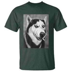 Smoking Siberian Husky Meme T Shirt Funny Dog Face Gift For Dog Lovers TS12 Dark Forest Green Print Your Wear
