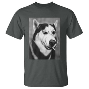 Smoking Siberian Husky Meme T Shirt Funny Dog Face Gift For Dog Lovers TS12 Dark Heather Print Your Wear