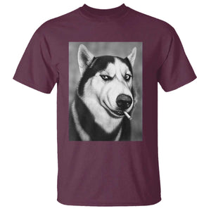 Smoking Siberian Husky Meme T Shirt Funny Dog Face Gift For Dog Lovers TS12 Maroon Print Your Wear