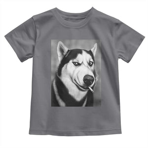 Smoking Siberian Husky Meme Toddler T Shirt Funny Dog Face Gift For Dog Lovers TS12 Charcoal Print Your Wear