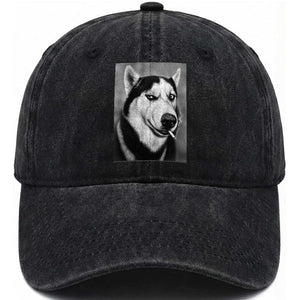 Smoking Siberian Husky Meme Washed Cotton Baseball Cap Funny Dog Face Gift For Dog Lovers TS12 Print Your Wear