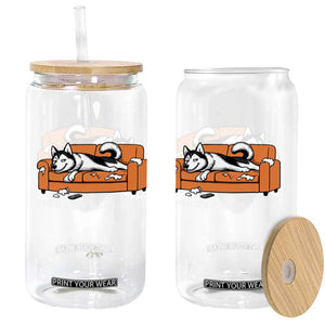 Mischievous Husky Owner Gift Glass Can Chaos But Make It Cute TS12 Print Your Wear