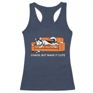 Mischievous Husky Owner Gift Racerback Tank Top Chaos But Make It Cute TS12 Navy Print Your Wear