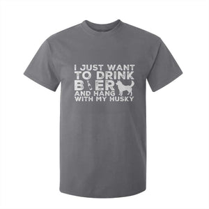 Drink Beer And Hang With My Husky T Shirt For Kid Funny Dog Lover TS12 Charcoal Print Your Wear