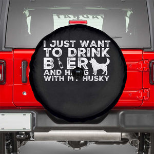 Drink Beer And Hang With My Husky Spare Tire Cover Funny Dog Lover TS12 Black Print Your Wear