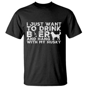 Drink Beer And Hang With My Husky T Shirt Funny Dog Lover TS12 Black Print Your Wear