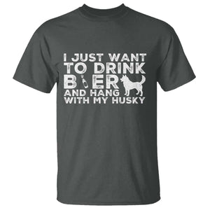 Drink Beer And Hang With My Husky T Shirt Funny Dog Lover TS12 Dark Heather Print Your Wear