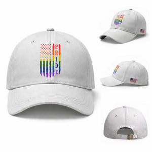 Pride Month Rainbow Flag Graphic Baseball Cap Lesbian Gay LGBT America Flag TS12 Baseball Cap Universal Fit White Print Your Wear