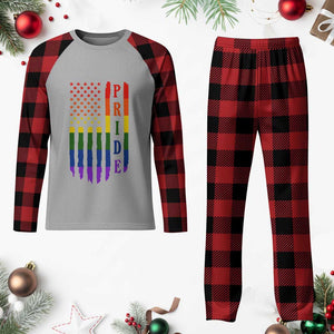 Pride Month Rainbow Flag Graphic Plaid Pajama Set Lesbian Gay LGBT America Flag